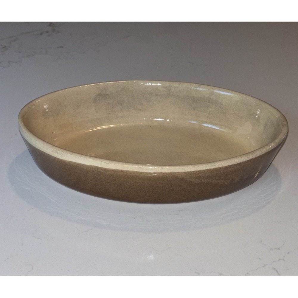 Vintage La Bourguignonne Oval Casserole Stoneware Handmade French Farmhouse 9.5"